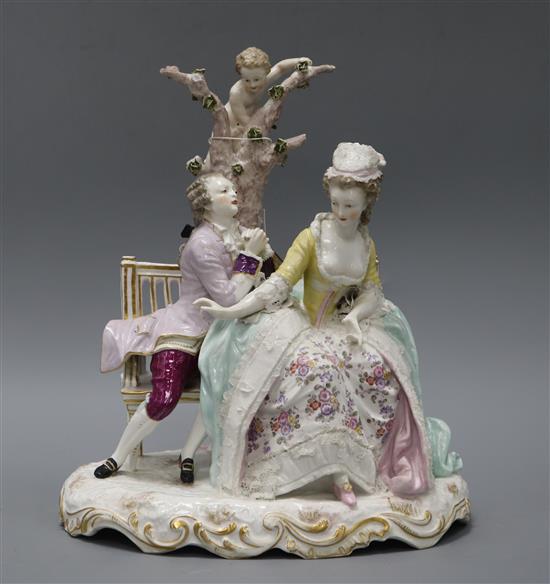 A Continental porcelain group of lovers height 31cm